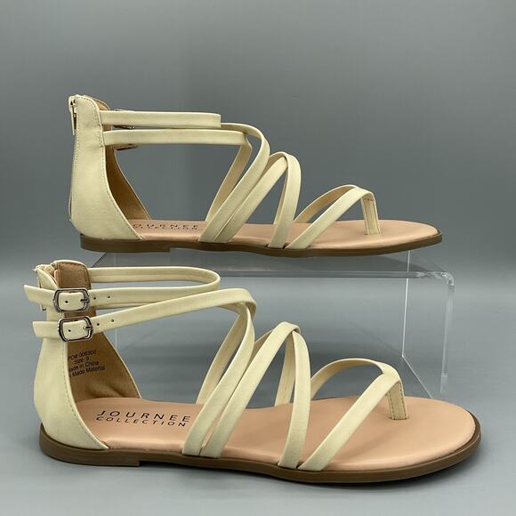 NEW Journee Collection Women’s Zallie Gladiator Sandals Ivory Size 9 - Picture 1 of 10
